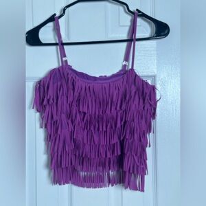 Purple Fringe Crop Top Size S